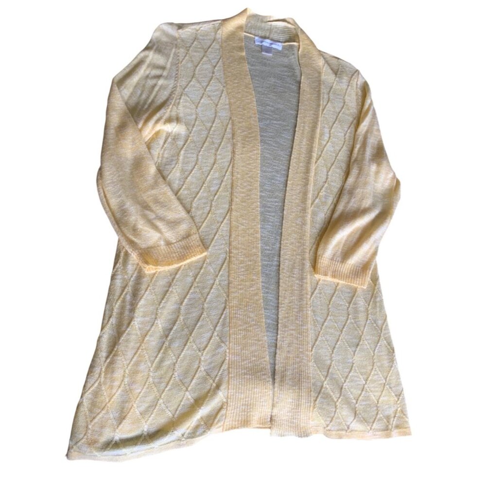 Christopher & Banks Yellow Open Front Cardigan Sweater Size Large